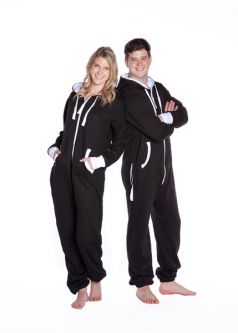 Black Onesie Pajamas / Jumpsuits With Hood
